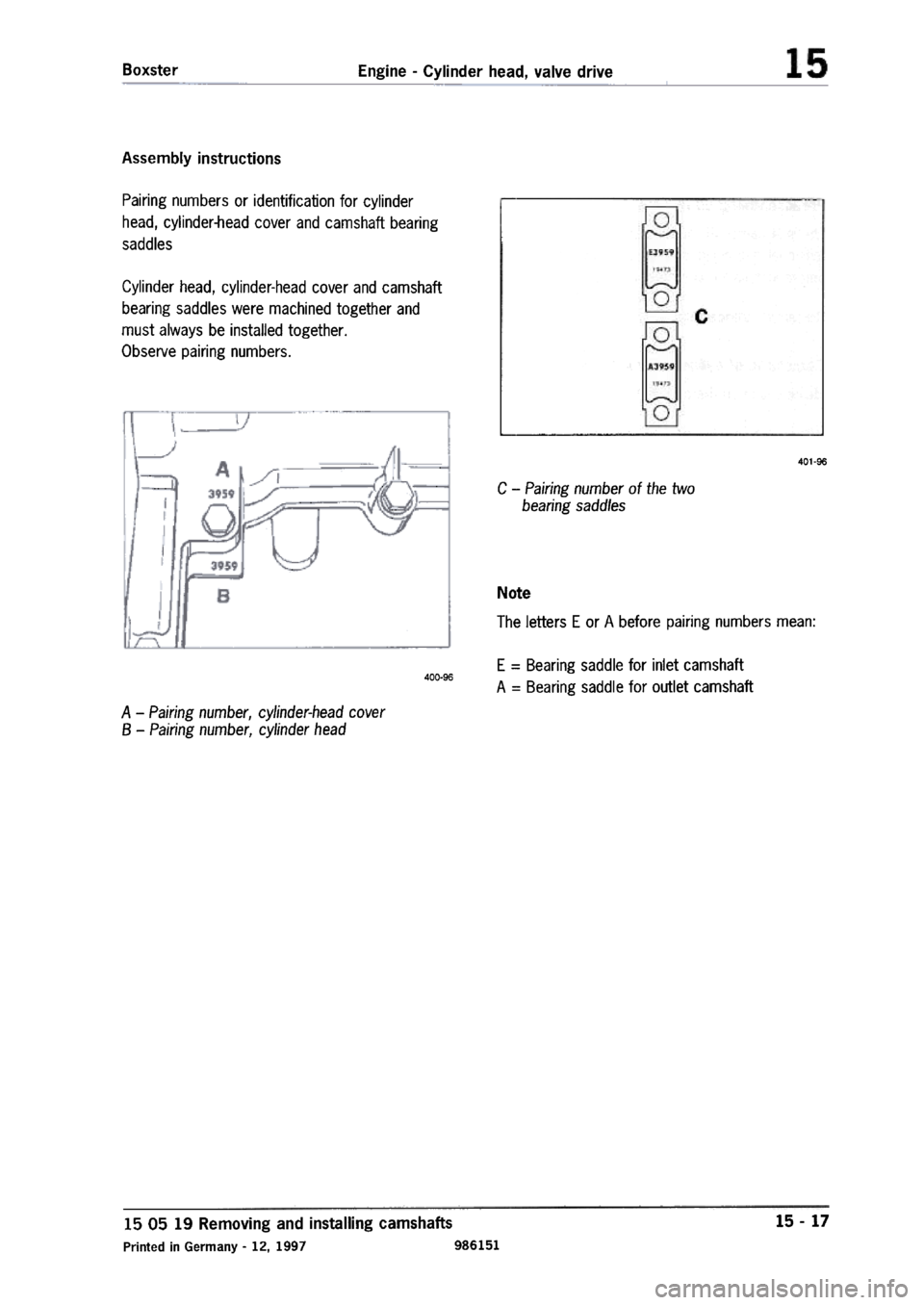 PORSCHE 986 BOXSTER 1997  Workshop Manual 