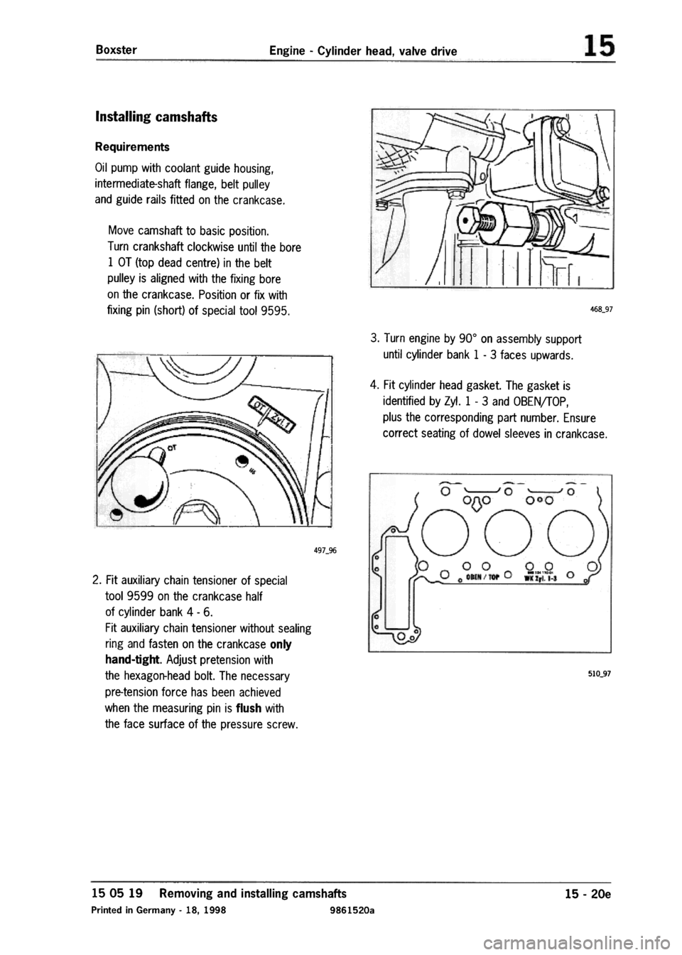 PORSCHE 986 BOXSTER 1997  Workshop Manual 