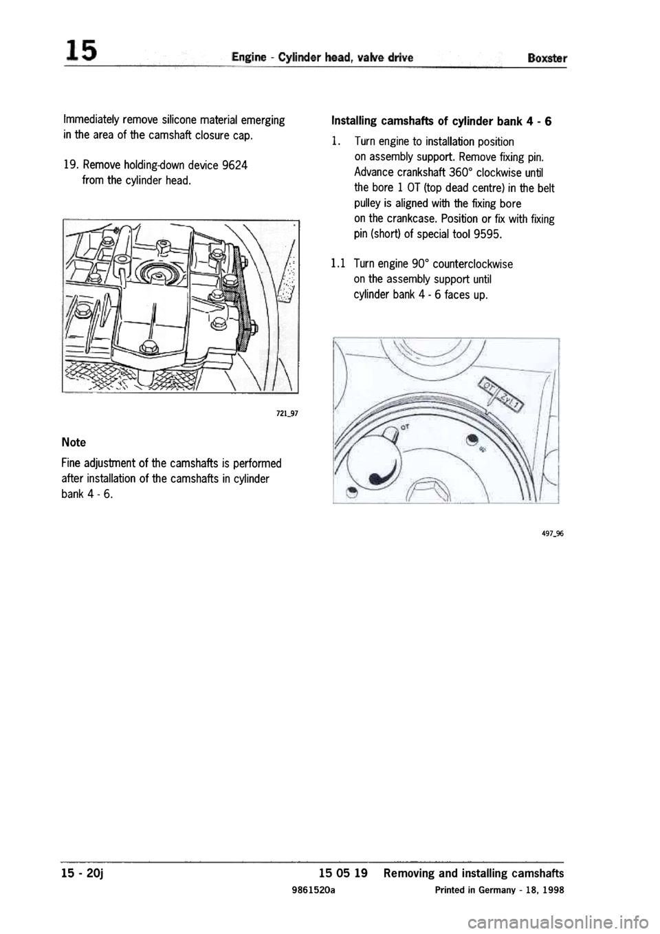 PORSCHE 986 BOXSTER 1997  Workshop Manual 