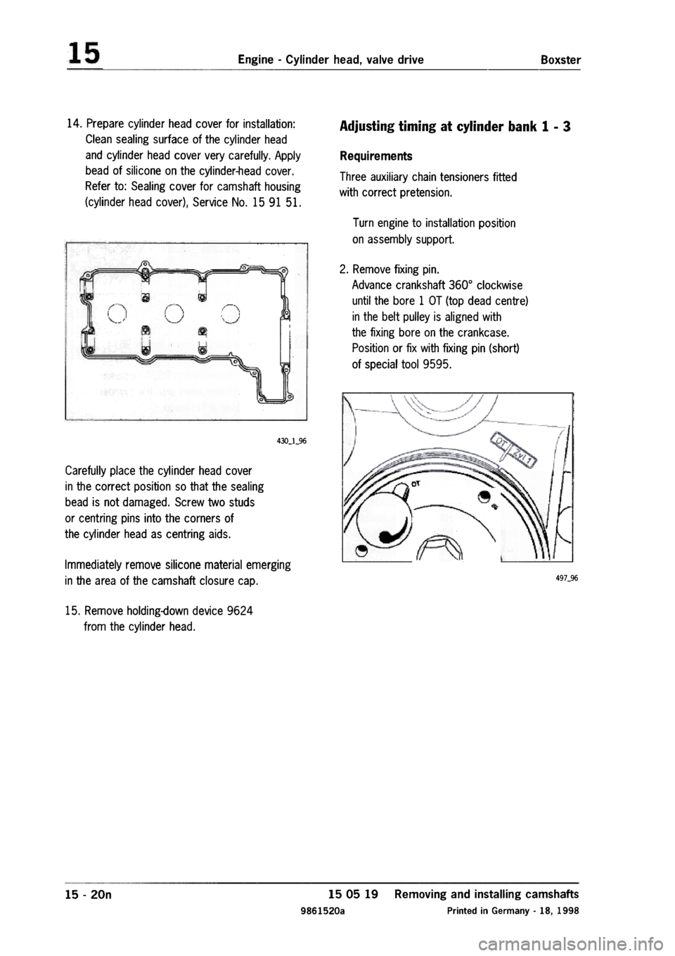 PORSCHE 986 BOXSTER 1997  Workshop Manual 