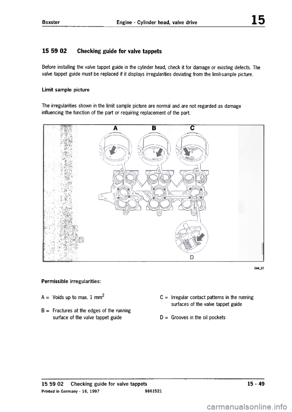 PORSCHE 986 BOXSTER 1997  Workshop Manual 