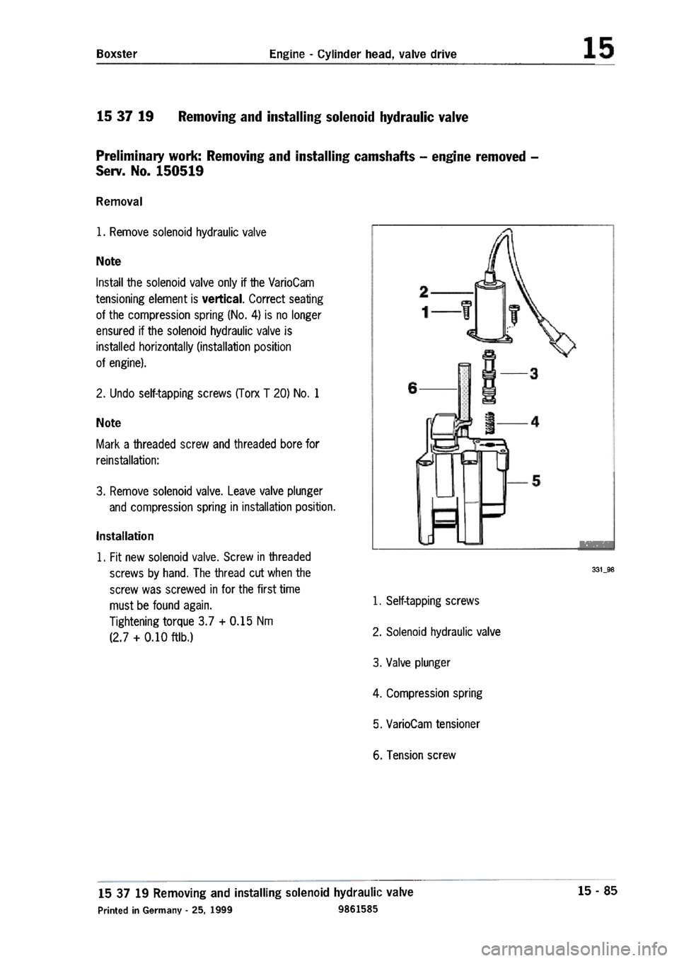PORSCHE 986 BOXSTER 1997  Workshop Manual 