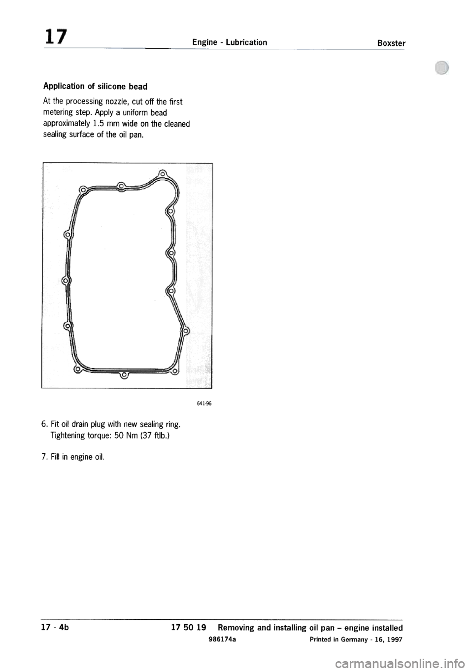 PORSCHE 986 BOXSTER 1997  Workshop Manual 