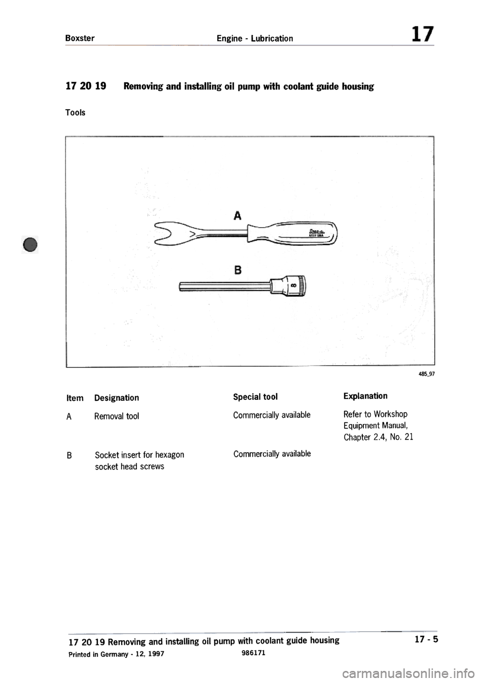 PORSCHE 986 BOXSTER 1997  Workshop Manual 