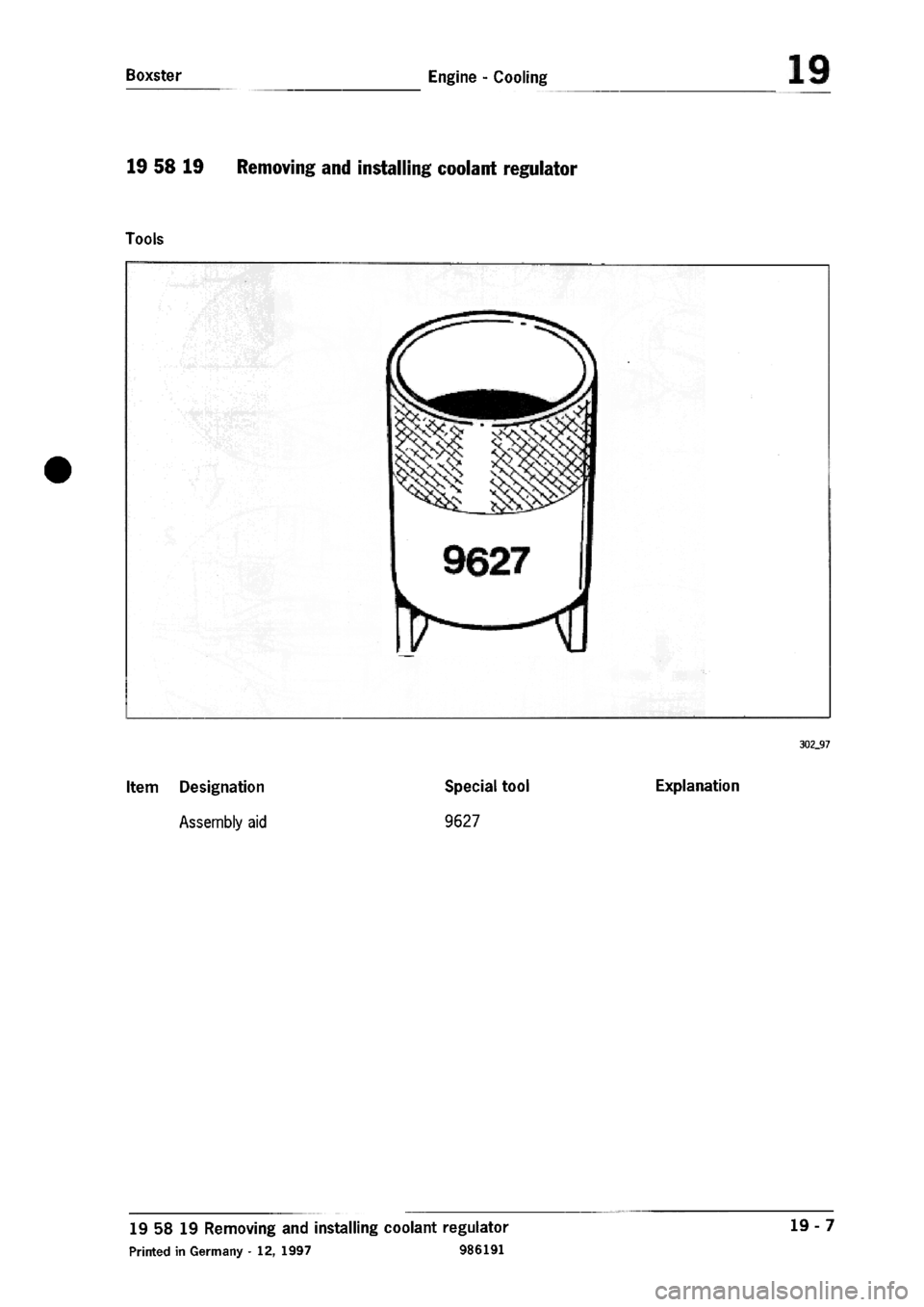 PORSCHE 986 BOXSTER 1997  Workshop Manual 