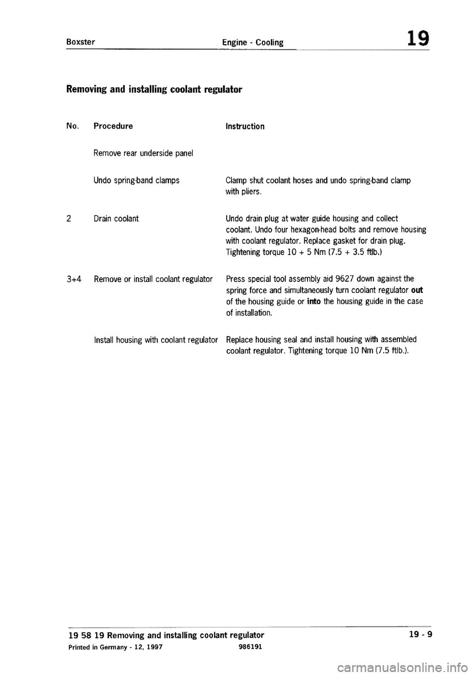 PORSCHE 986 BOXSTER 1997  Workshop Manual 