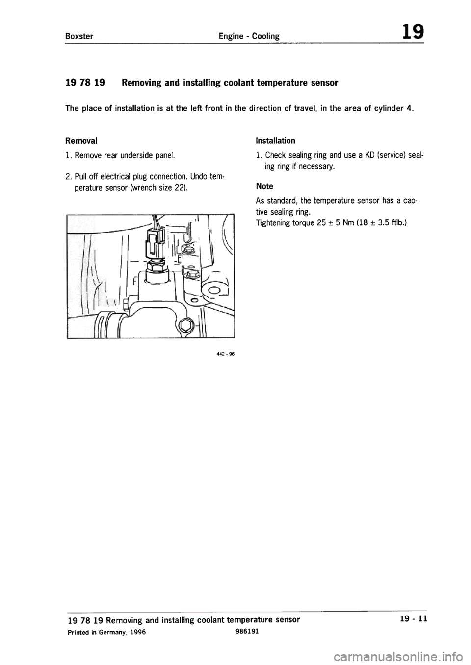 PORSCHE 986 BOXSTER 1997  Workshop Manual 