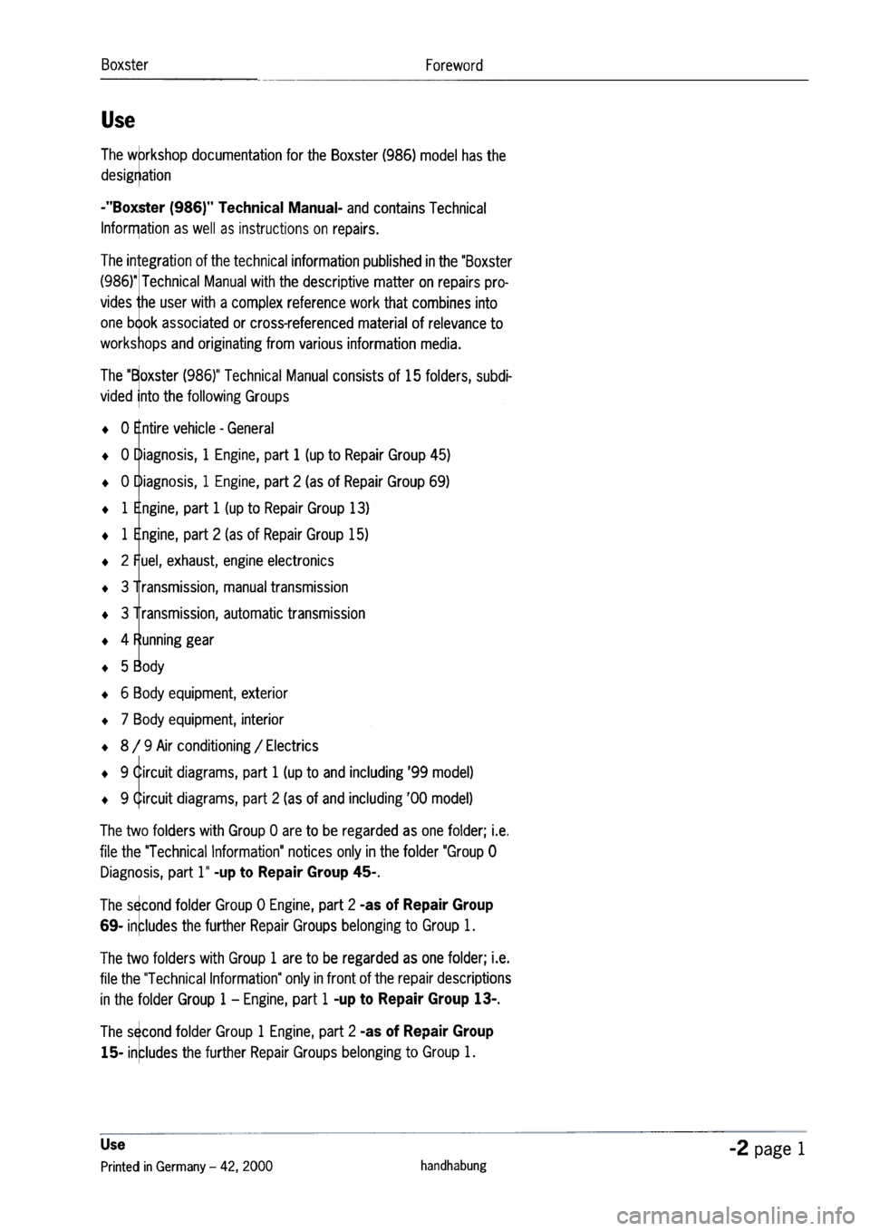 PORSCHE 986 BOXSTER 1997  Workshop Manual 