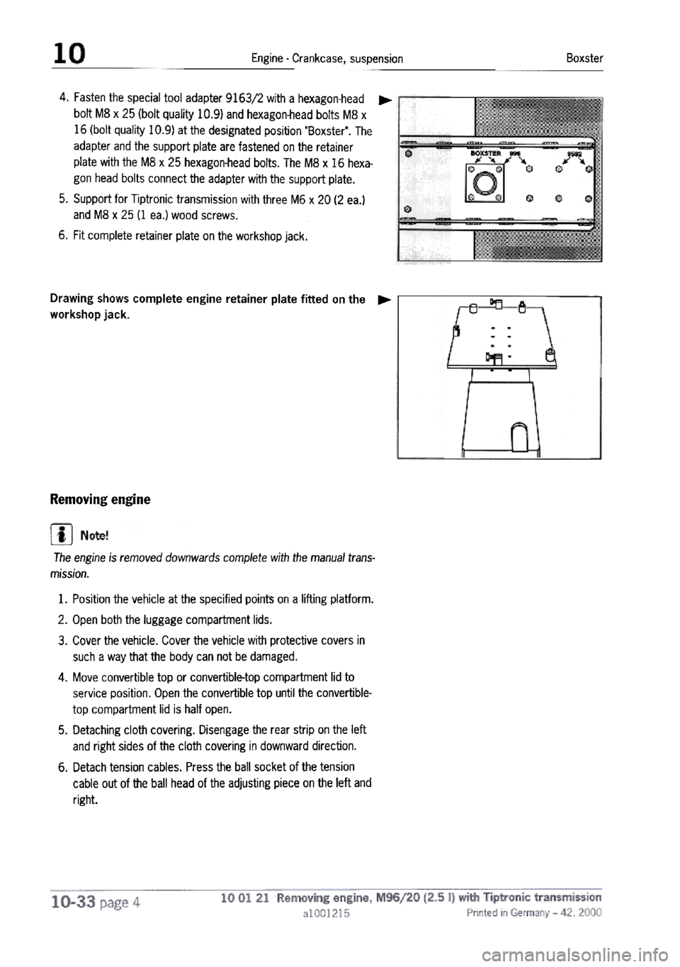 PORSCHE 986 BOXSTER 1997  Workshop Manual 