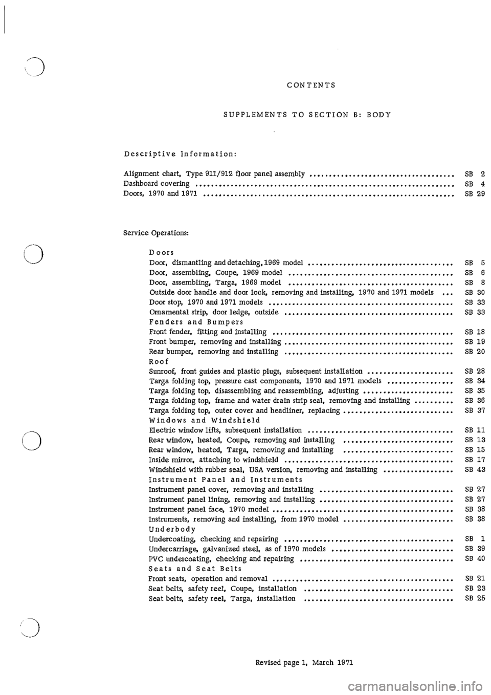 PORSCHE 911 1968 1.G Body Parts User Guide 