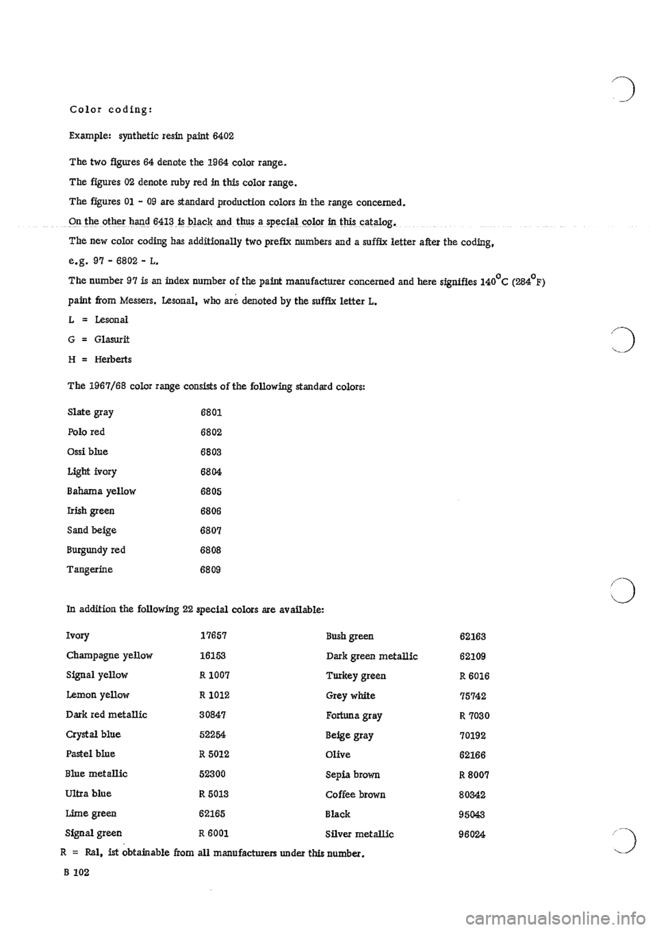 PORSCHE 911 1969 1.G Body Parts Workshop Manual 