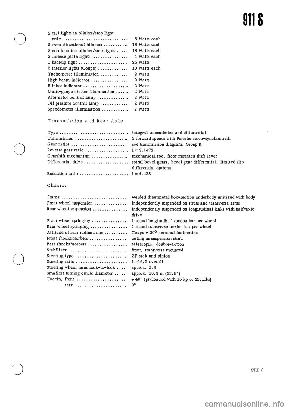 PORSCHE 911 1966 1.G Technical Data User Guide 