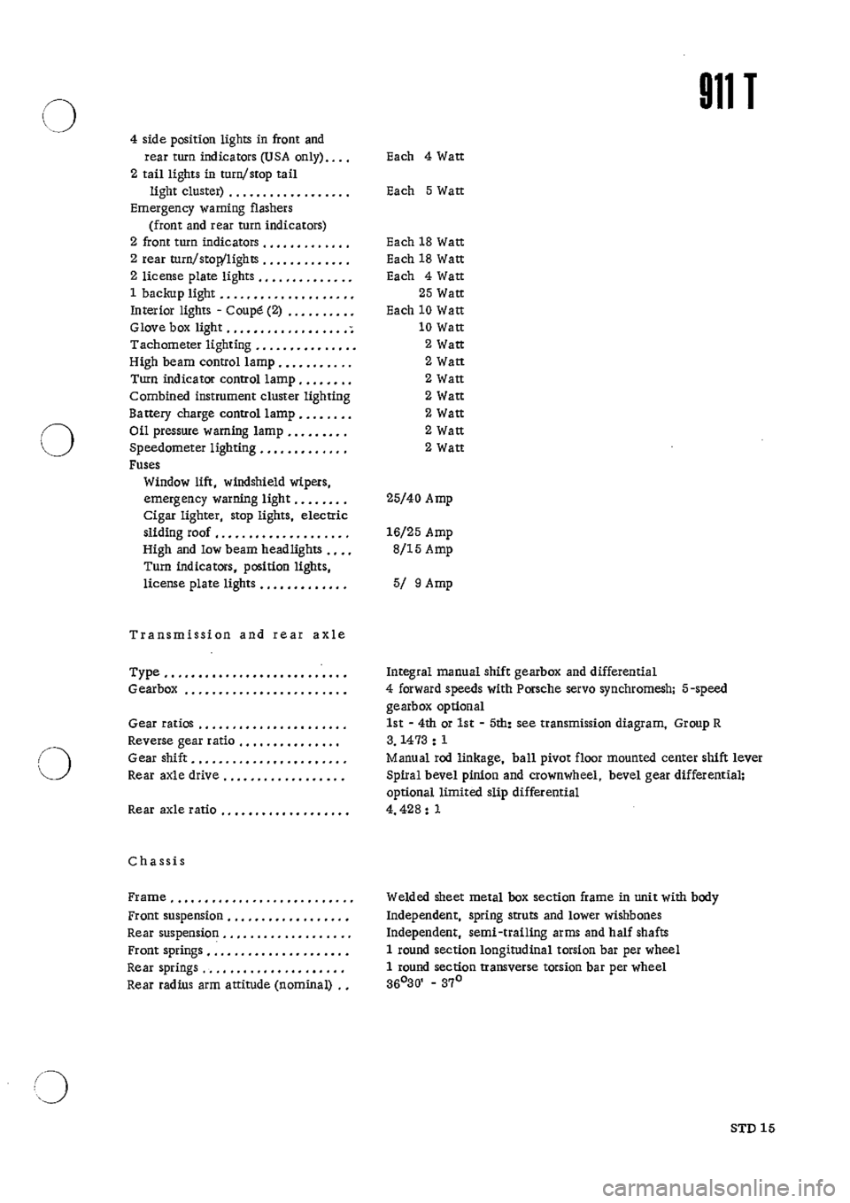 PORSCHE 911 1968 1.G Technical Data Owners Manual 