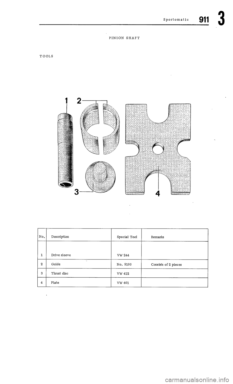 PORSCHE 911 1972 1.G Workshop Manual 3 