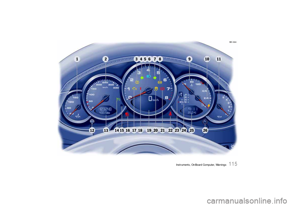 PORSCHE 911 2009 5.G Owners Manual Instruments, On-Board Computer, Warnings
115 