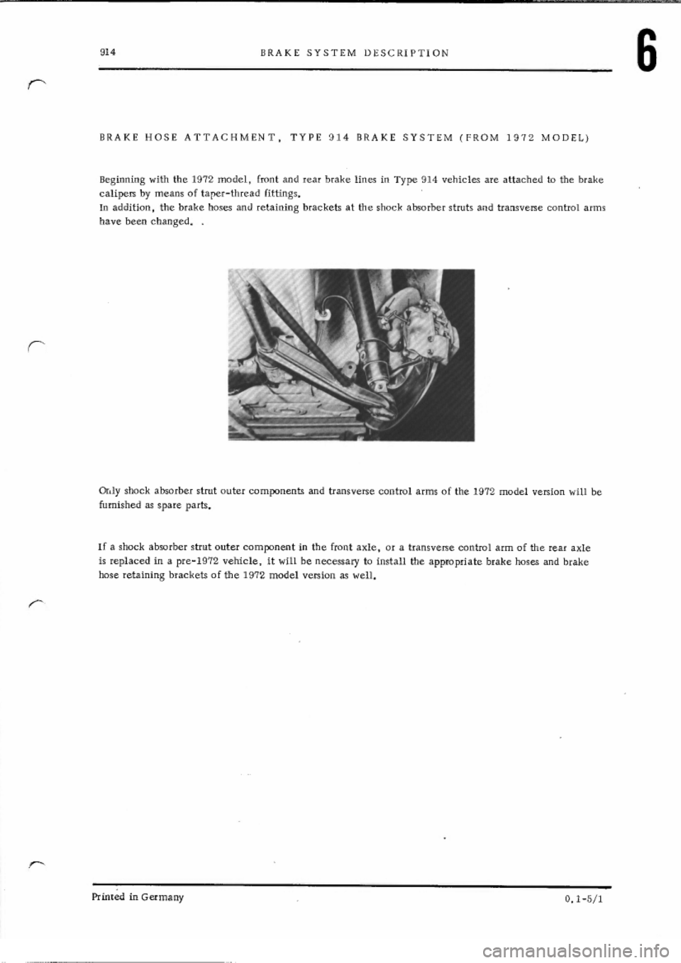PORSCHE 914 1969 1.G Brakes Owners Manual PORSCHE 914 1969 1.G Brakes Owners Manual