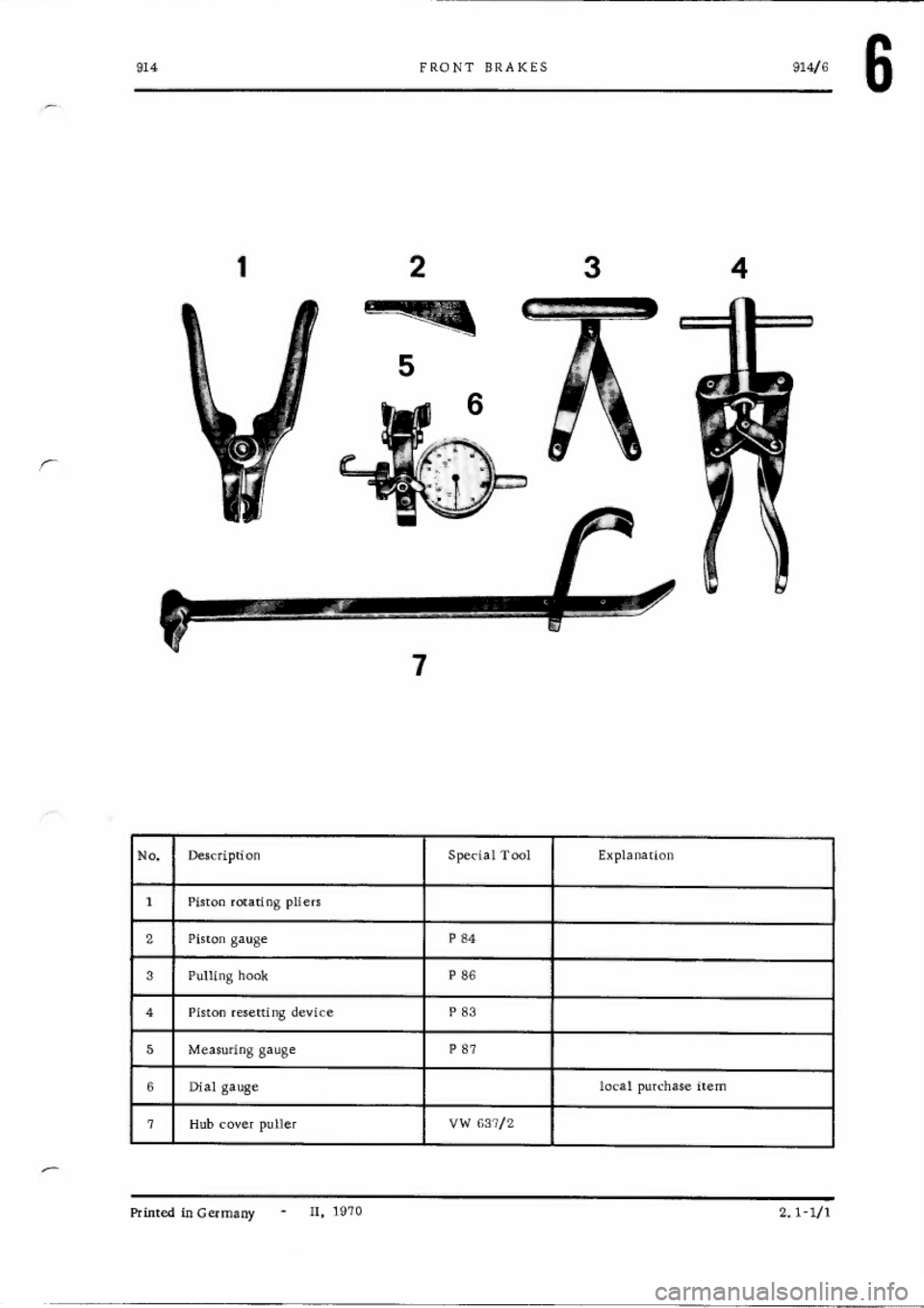 PORSCHE 914 1971 1.G Brakes Service Manual 