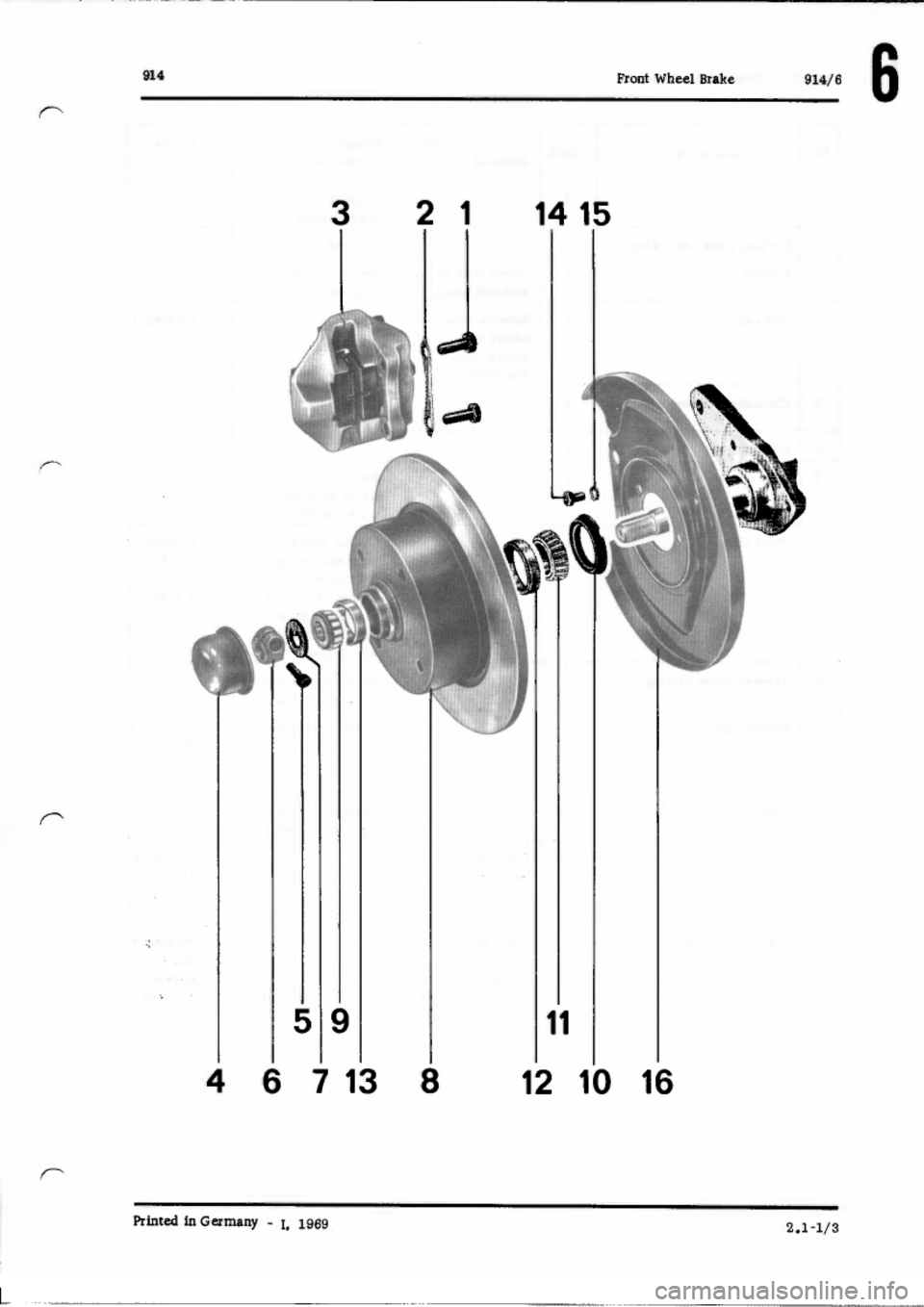 PORSCHE 914 1971 1.G Brakes Service Manual 