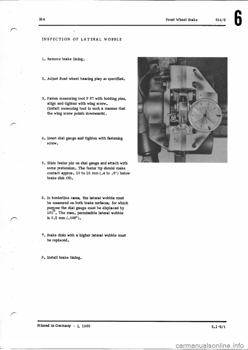 PORSCHE 914 1970 1.G Brakes Service Manual PORSCHE 914 1970 1.G Brakes Service Manual