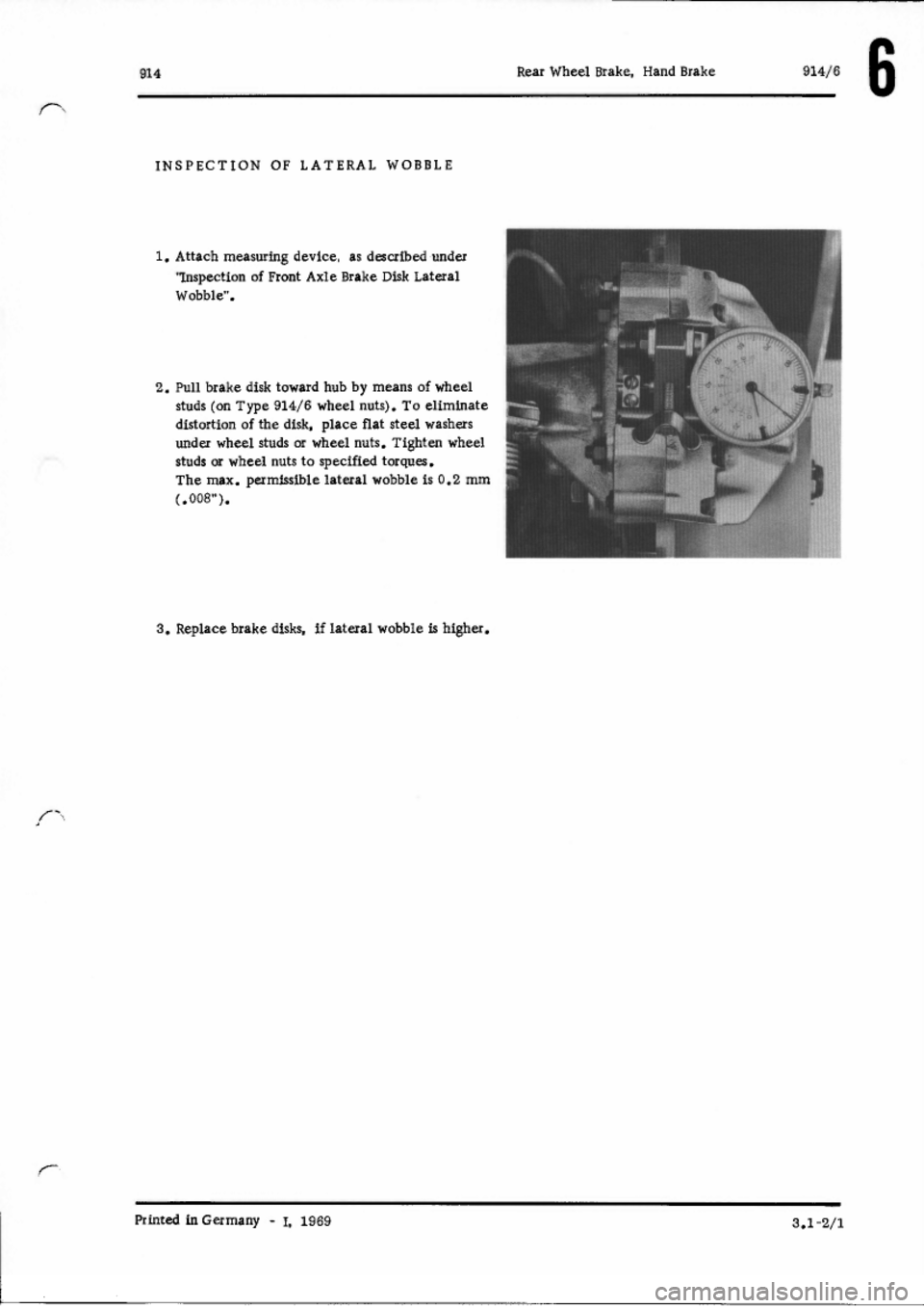PORSCHE 914 1971 1.G Brakes Repair Manual PORSCHE 914 1971 1.G Brakes Repair Manual
