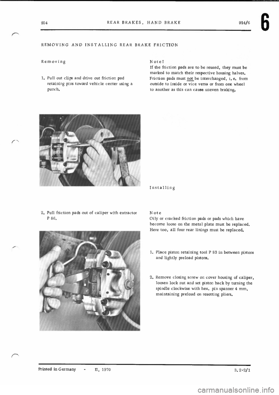 PORSCHE 914 1971 1.G Brakes Repair Manual PORSCHE 914 1971 1.G Brakes Repair Manual