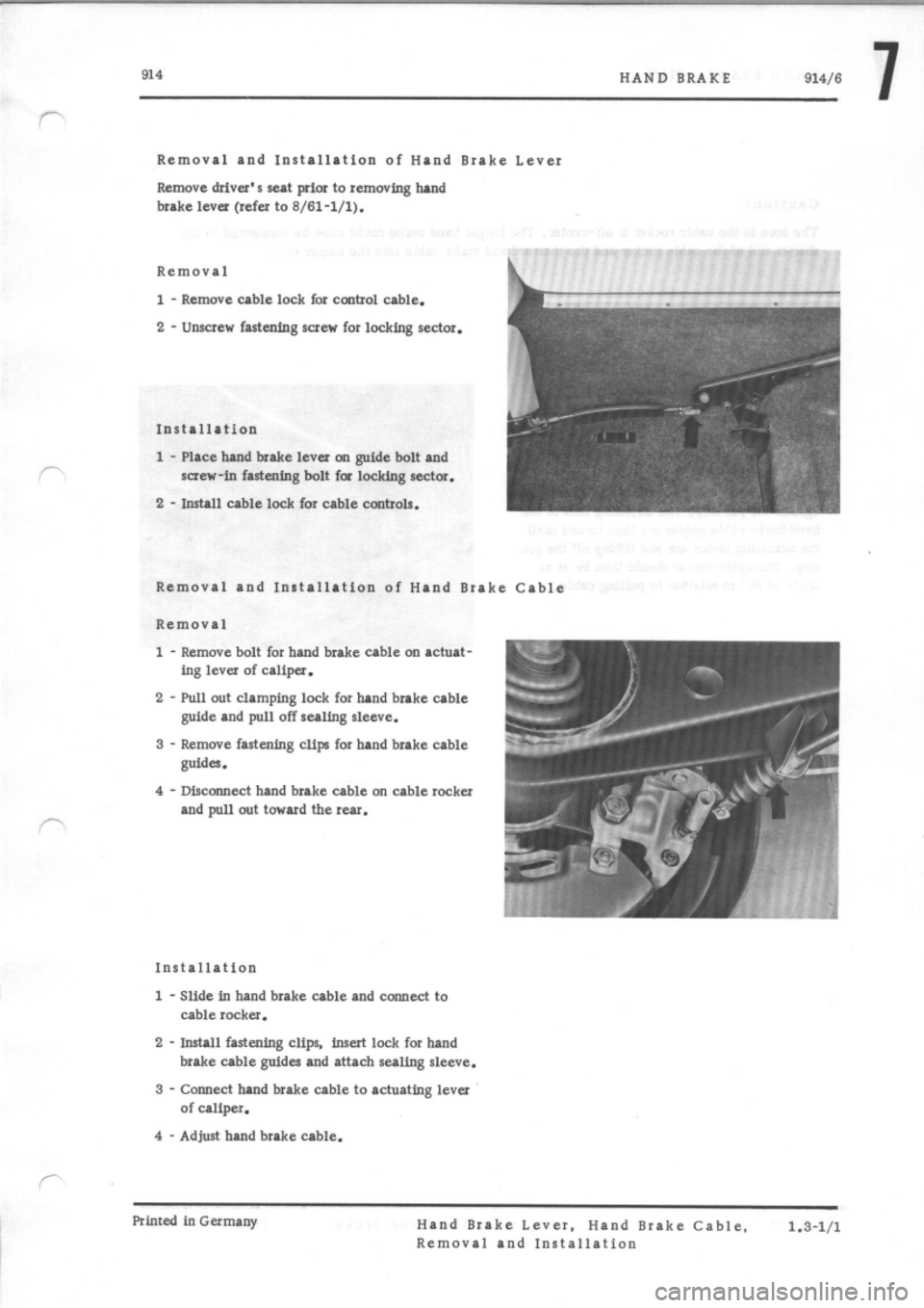 PORSCHE 914 1972 1.G Controls User Guide 