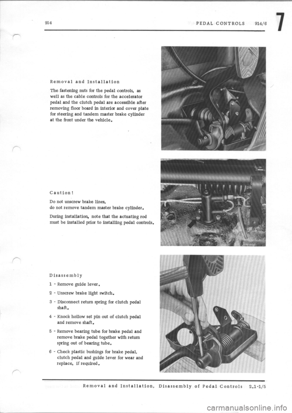 PORSCHE 914 1970 1.G Controls Owners Manual 