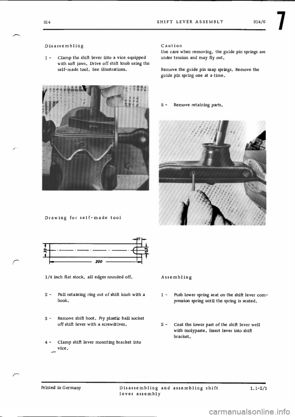 PORSCHE 914 1970 1.G Controls Workshop Manual 