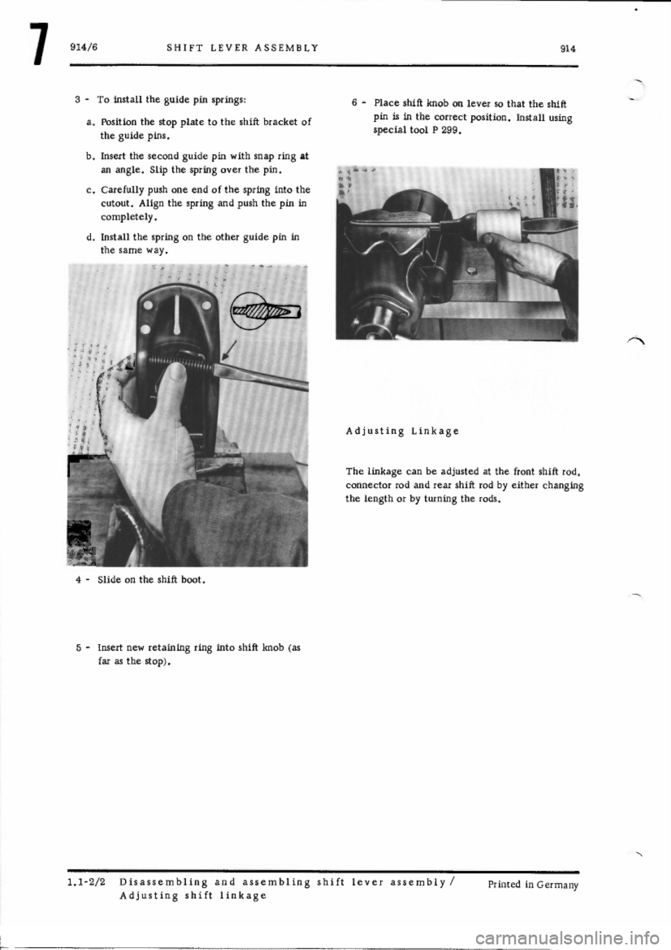 PORSCHE 914 1972 1.G Controls Workshop Manual 