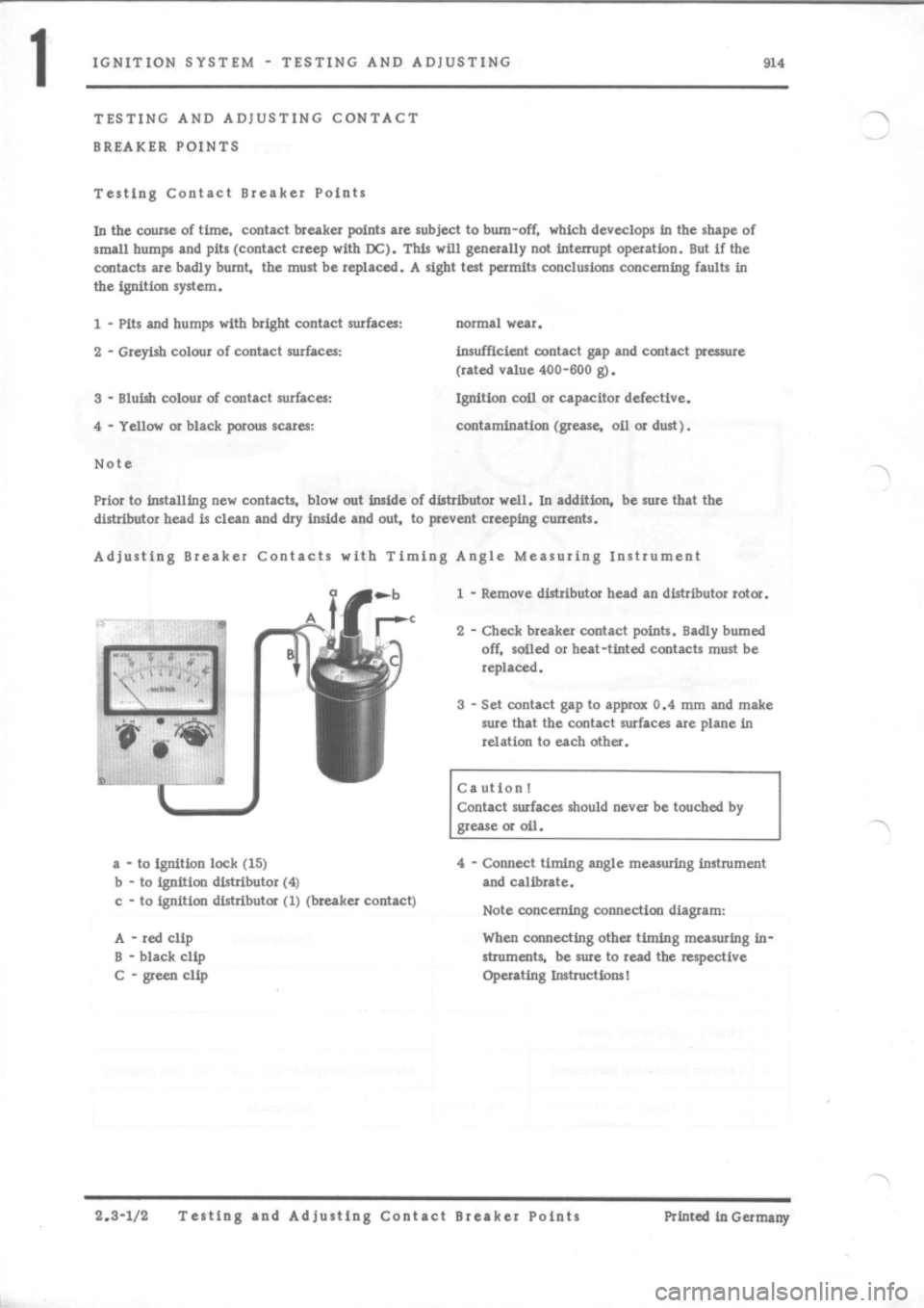 PORSCHE 914 1971 1.G Engine 1 Service Manual 