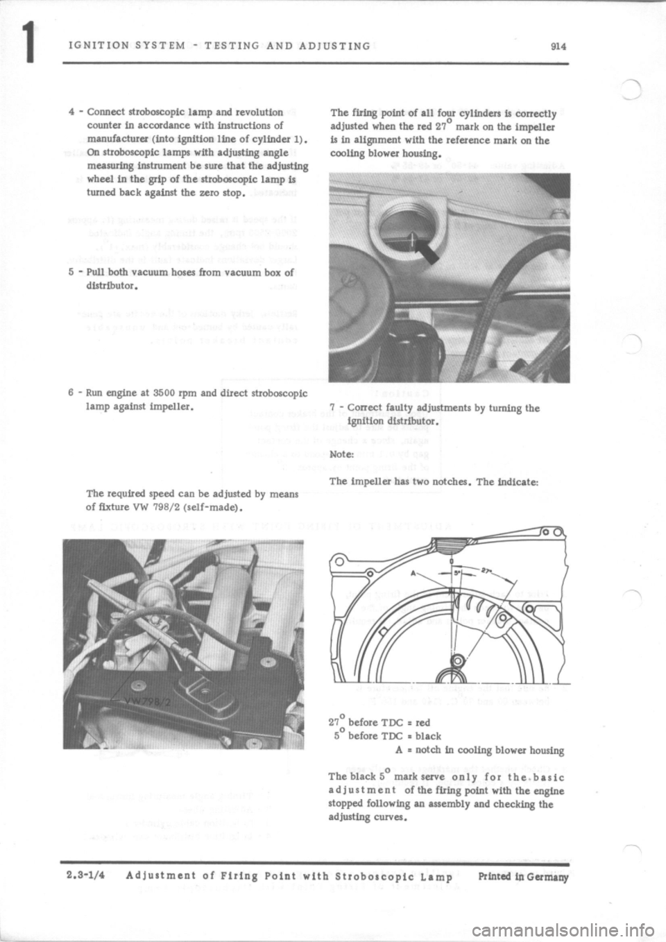 PORSCHE 914 1971 1.G Engine 1 Service Manual 