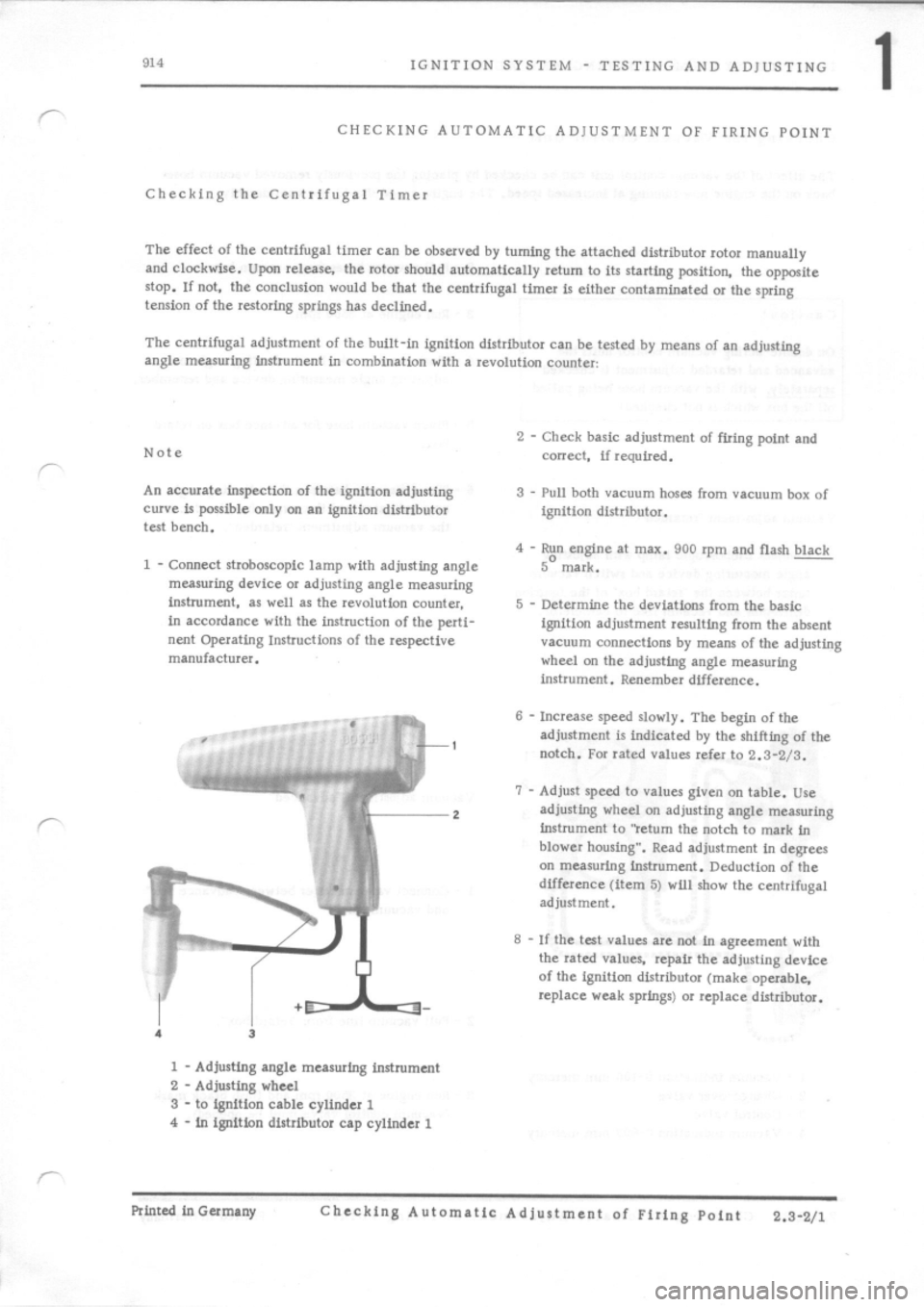 PORSCHE 914 1971 1.G Engine 1 Service Manual 