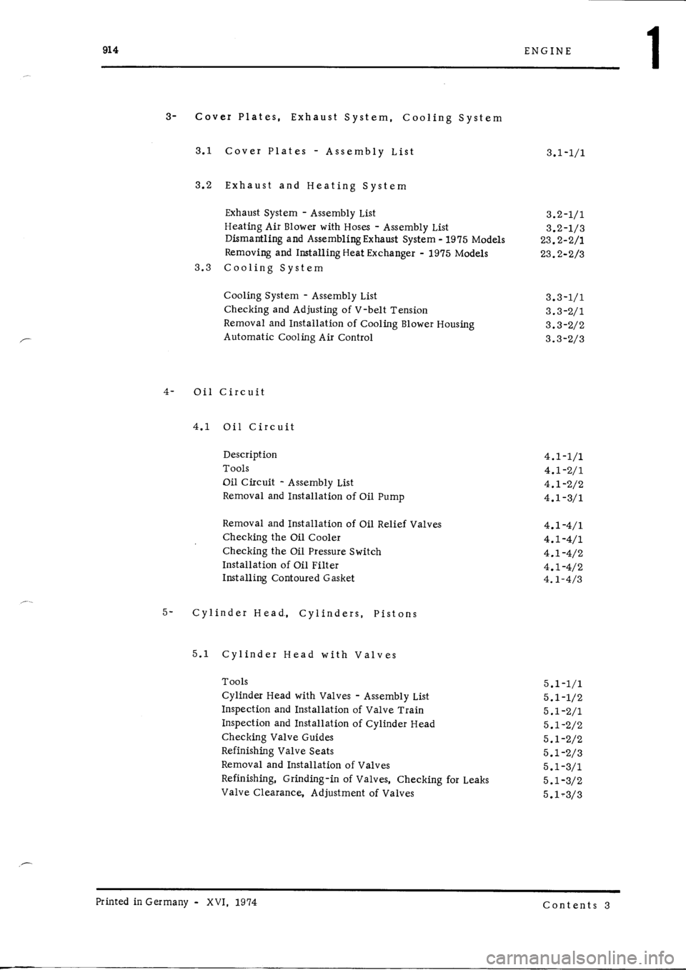 PORSCHE 914 1974 1.G Engine 1 Workshop Manual 