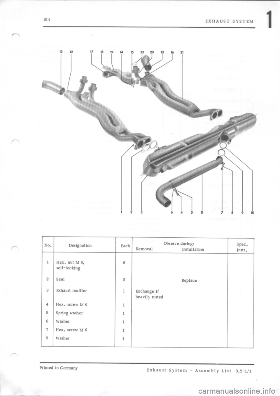 PORSCHE 914 1970 1.G Engine 2 Workshop Manual 