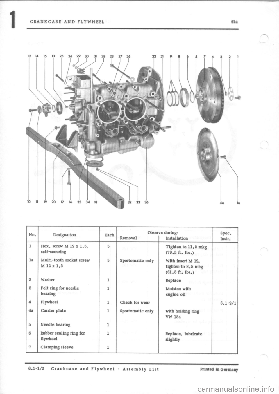 PORSCHE 914 1971 1.G Engine 2 Repair Manual 