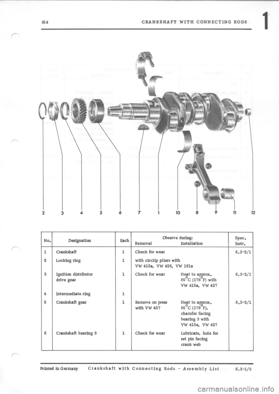 PORSCHE 914 1975 1.G Engine 3 Workshop Manual 