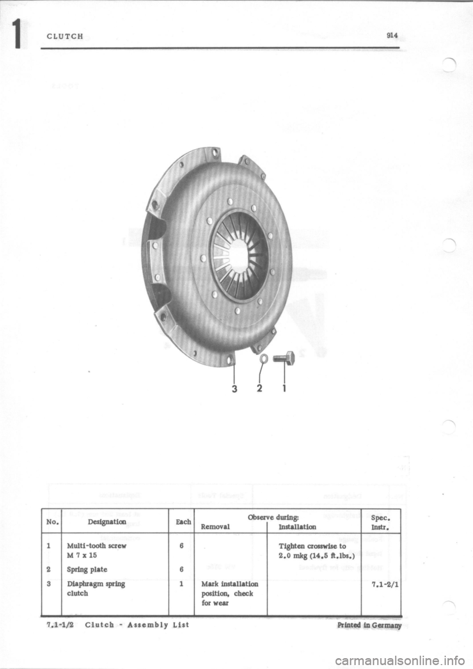PORSCHE 914 1973 1.G Engine 3 User Guide 