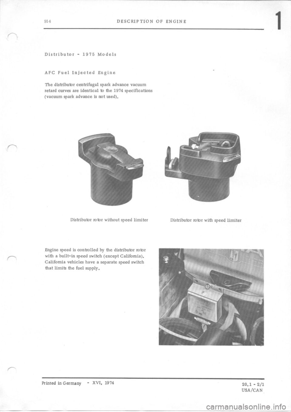 PORSCHE 914 1972 1.G Engine 3 User Guide 