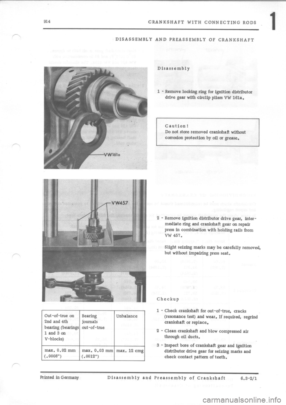 PORSCHE 914 1970 1.G Engine 3 Workshop Manual 