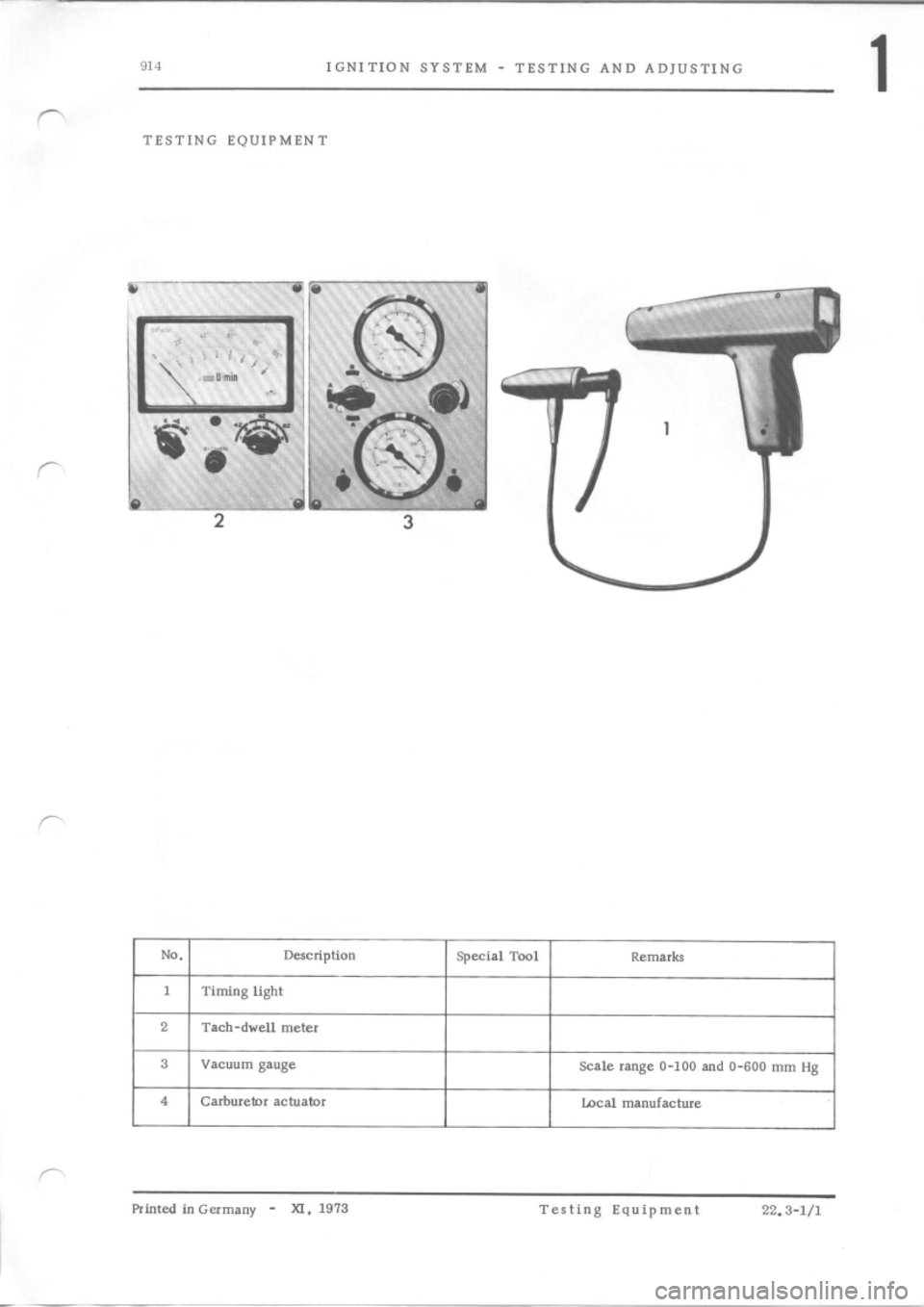 PORSCHE 914 1972 1.G Engine 3 Service Manual 