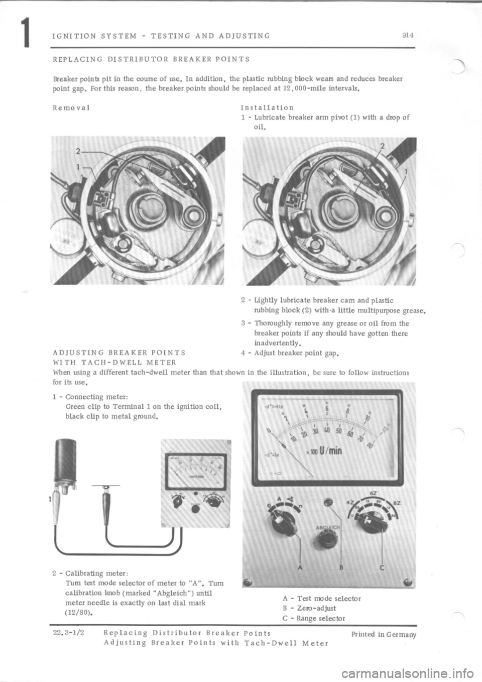 PORSCHE 914 1972 1.G Engine 3 Service Manual 