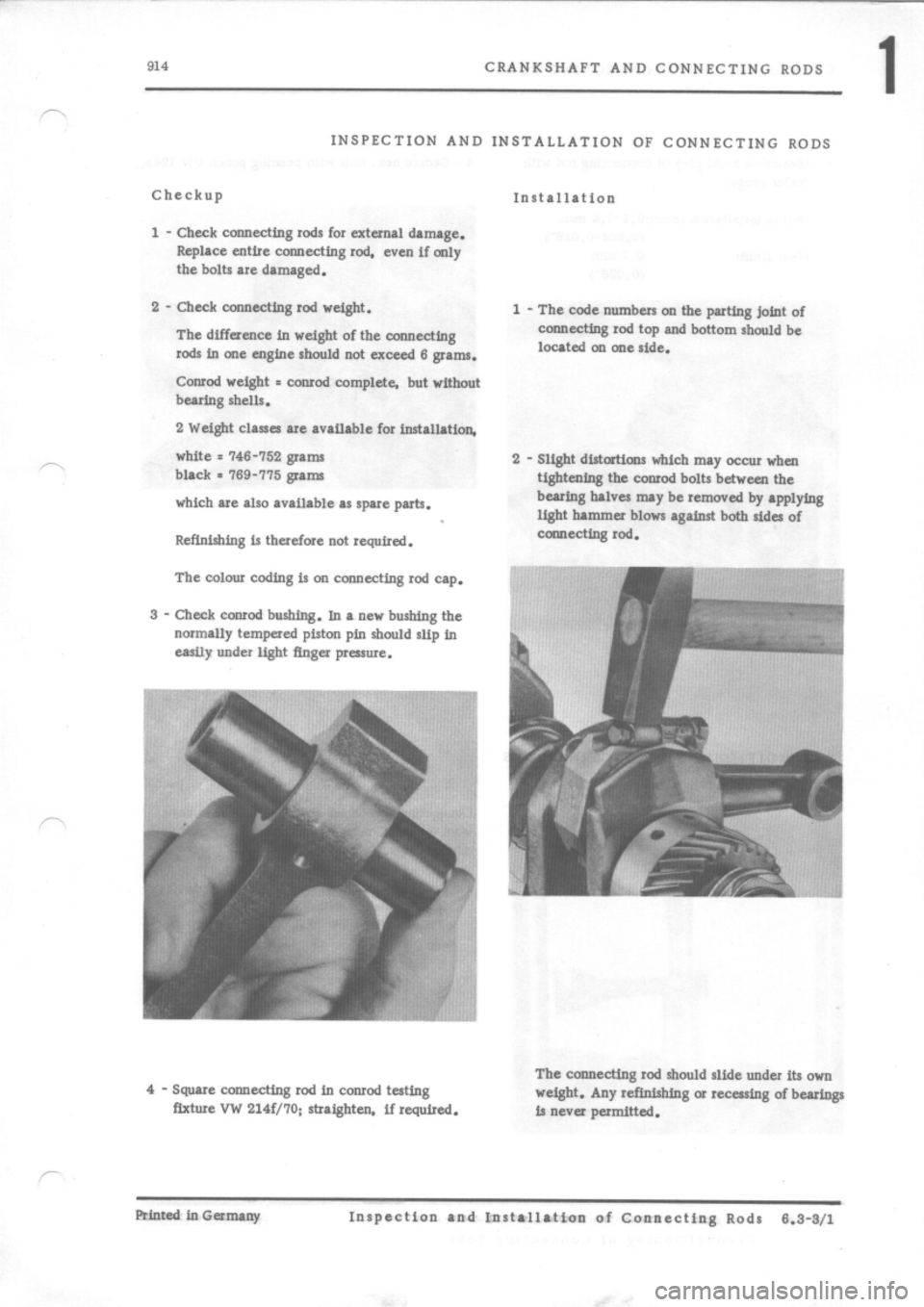 PORSCHE 914 1975 1.G Engine 3 Workshop Manual 