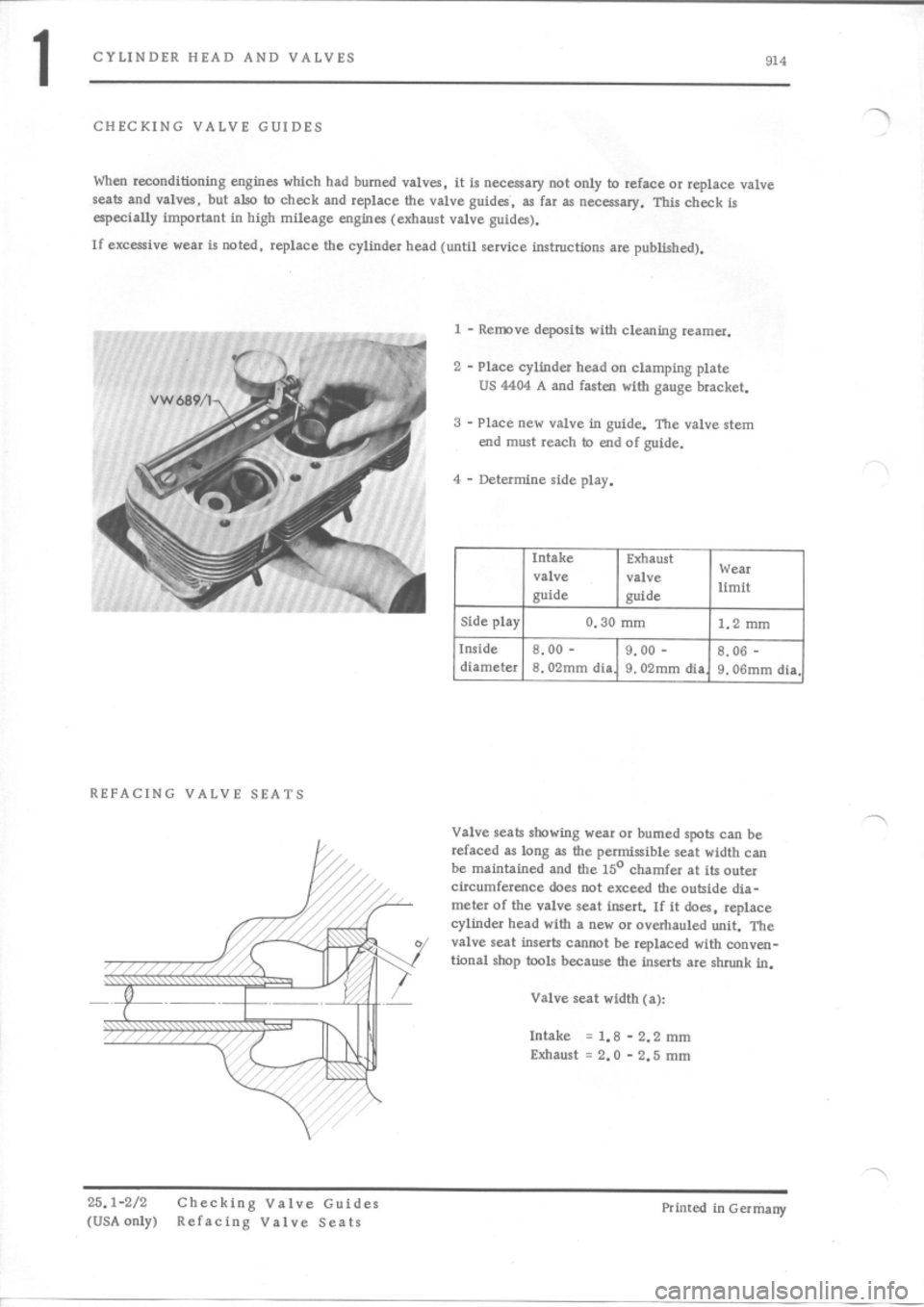 PORSCHE 914 1971 1.G Engine 4 Owners Manual 