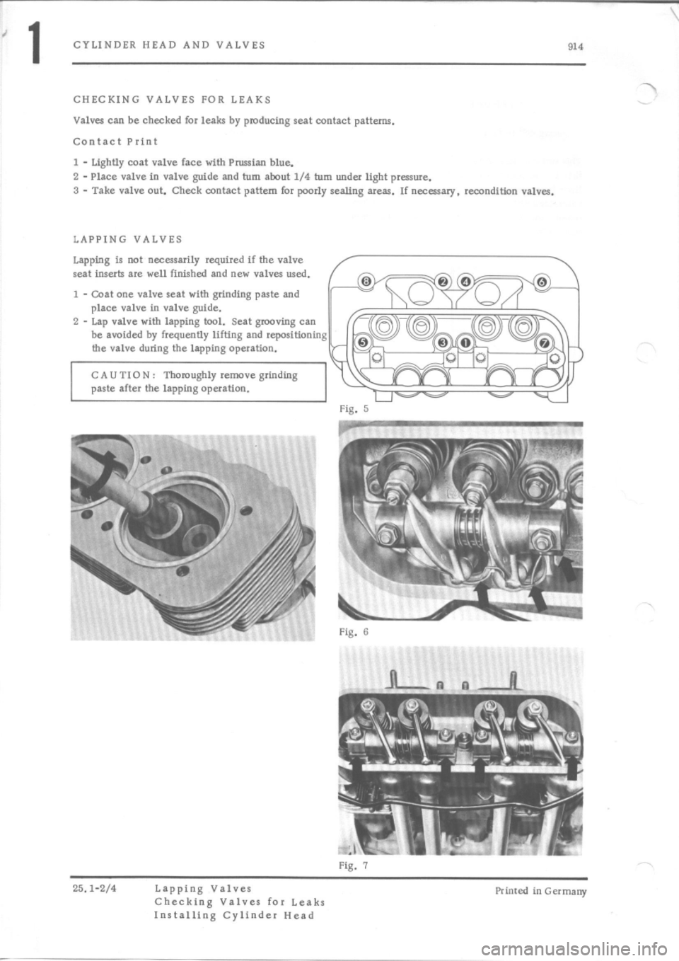 PORSCHE 914 1971 1.G Engine 4 Owners Manual 