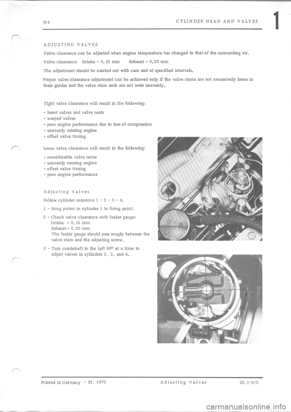 PORSCHE 914 1973 1.G Engine 4 Owners Manual 
