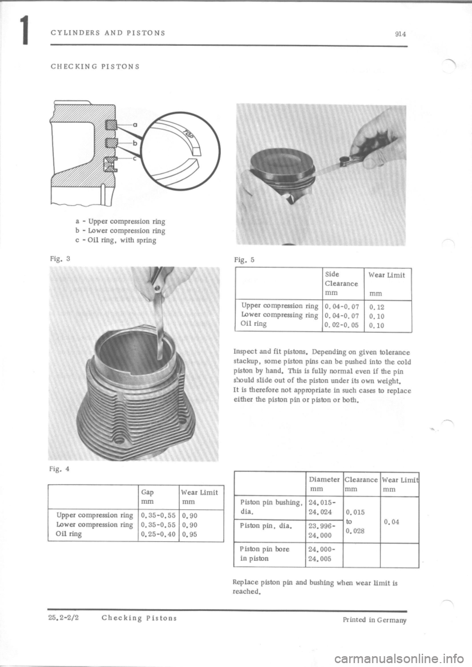 PORSCHE 914 1973 1.G Engine 4 Owners Manual 