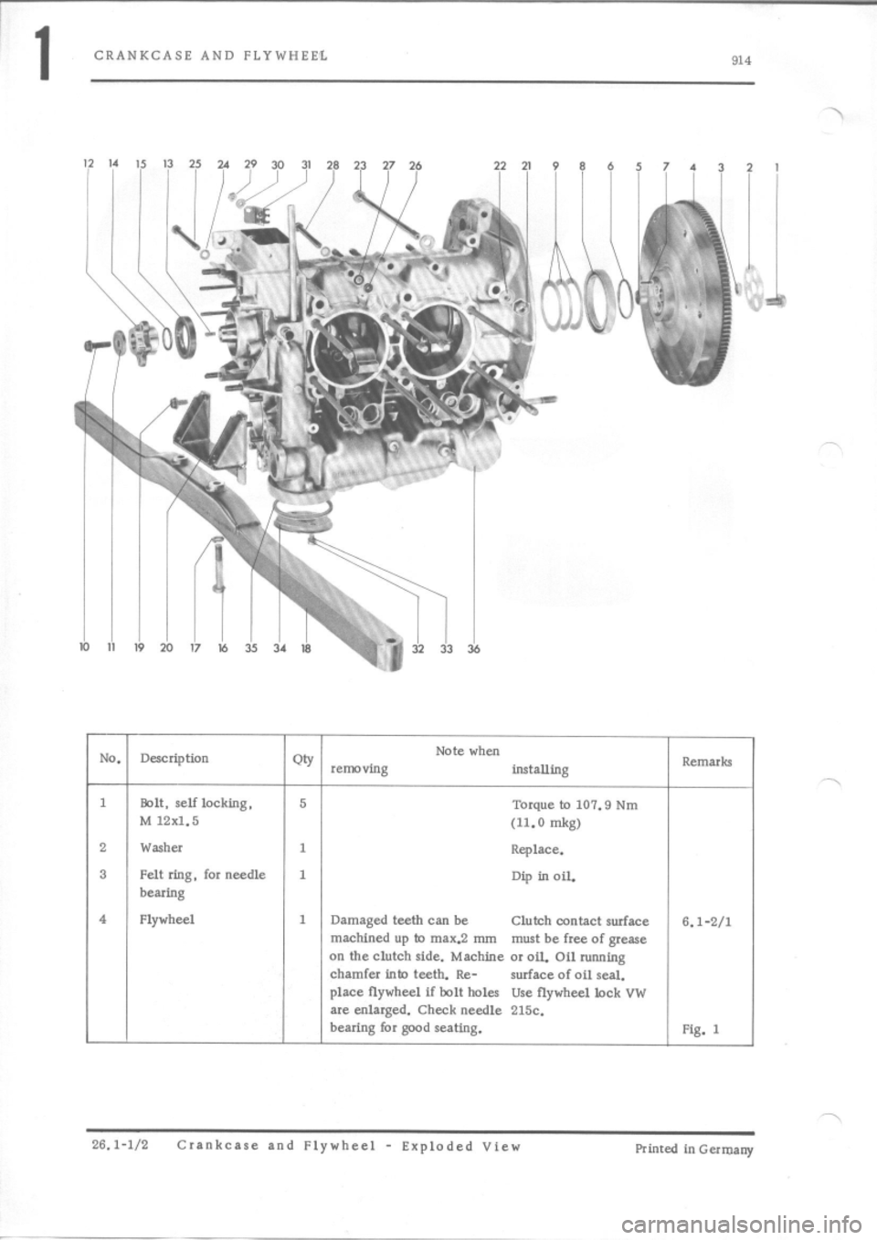 PORSCHE 914 1971 1.G Engine 4 Owners Guide 