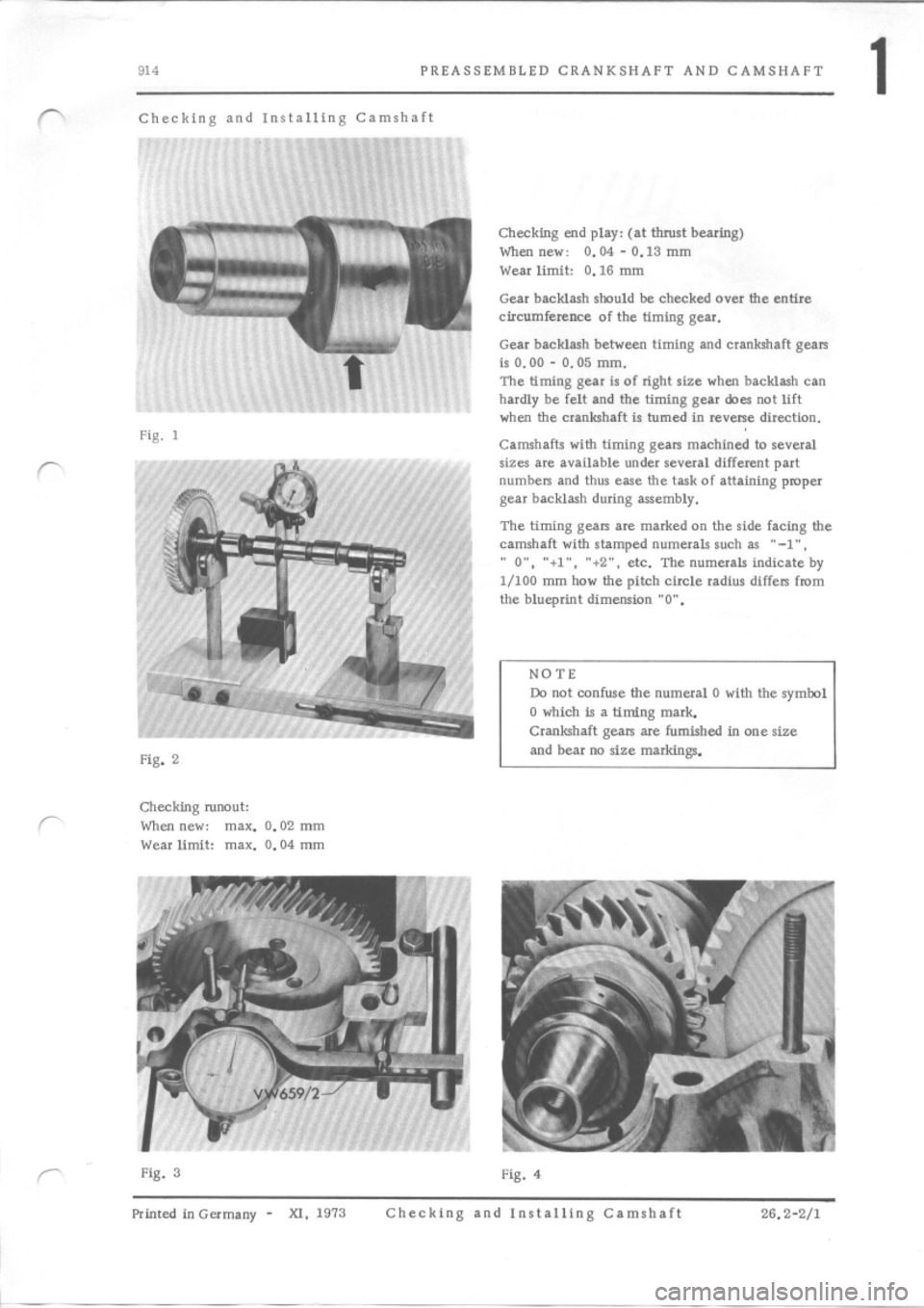 PORSCHE 914 1973 1.G Engine 4 Service Manual 