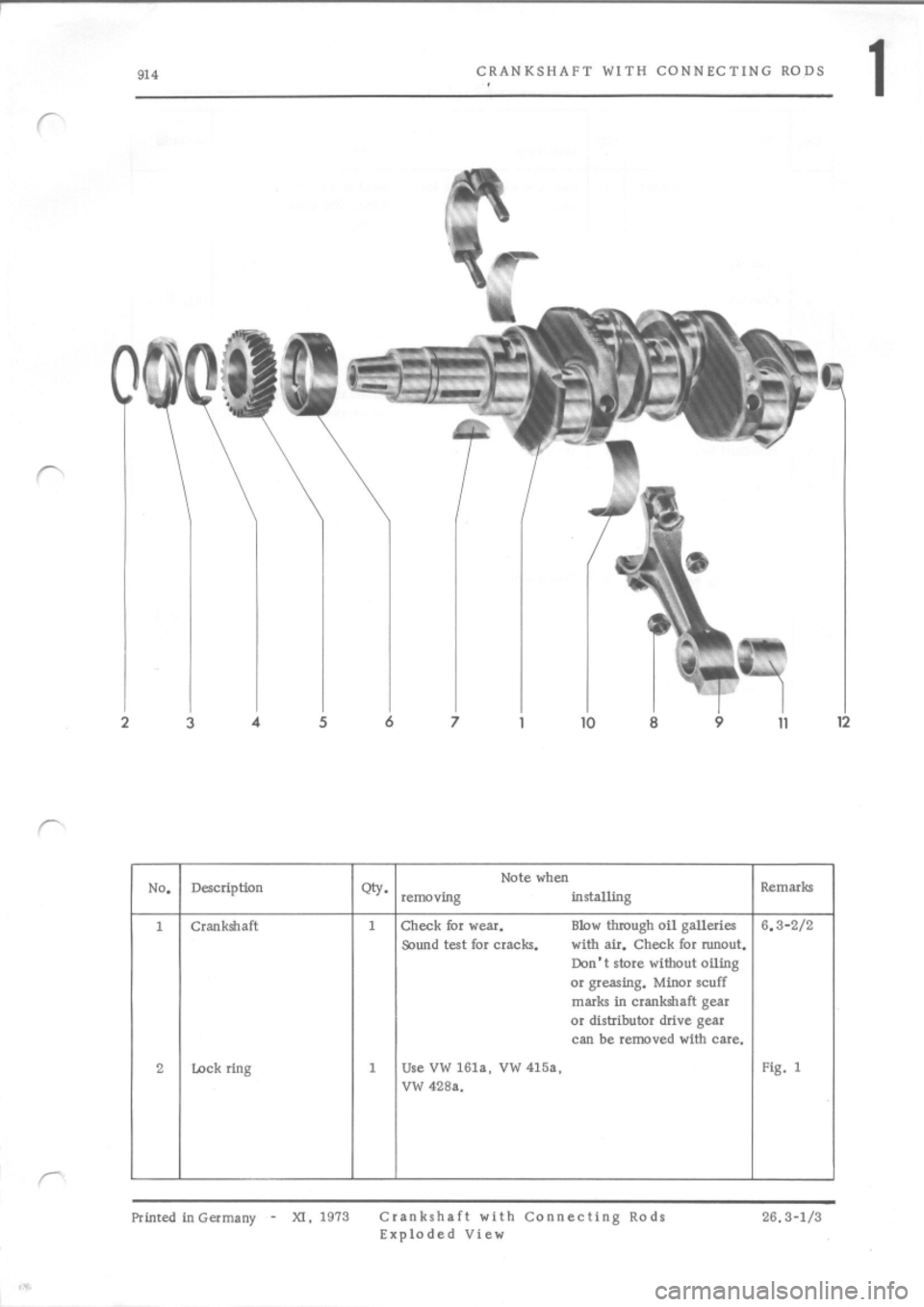 PORSCHE 914 1969 1.G Engine 4 Service Manual 