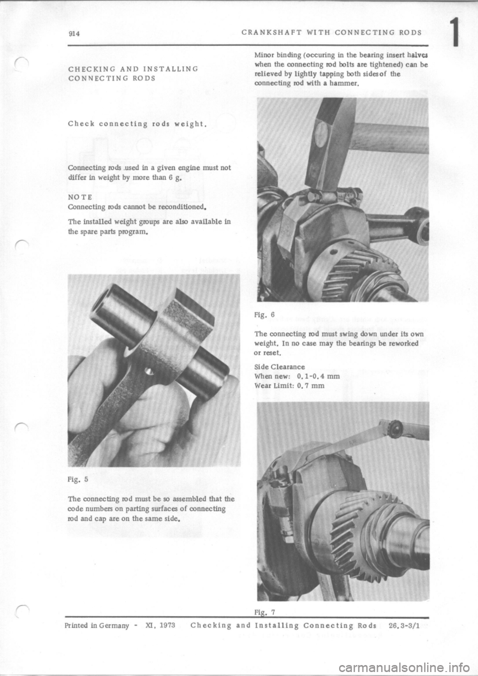 PORSCHE 914 1969 1.G Engine 4 Service Manual 